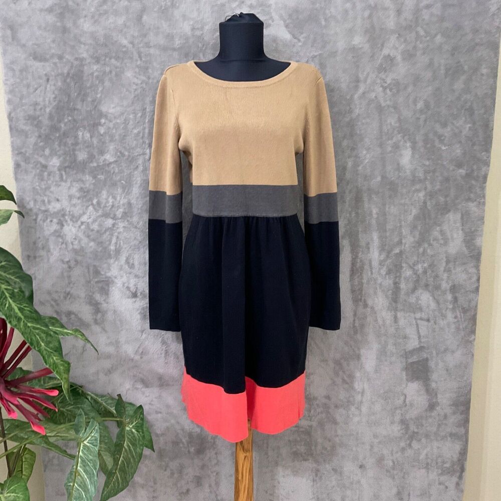 Eliza J Knit Dress Size M Color Block exposed zipper in back